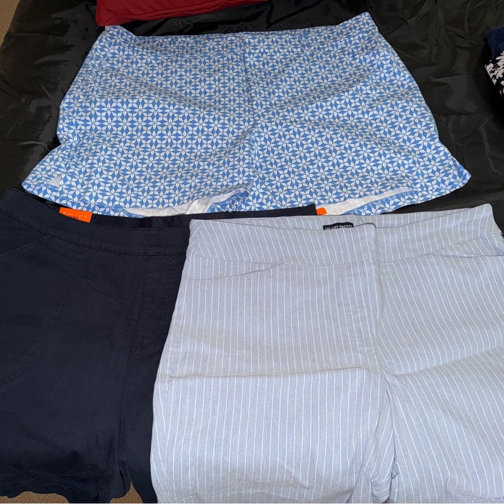 Blue Patterned and Striped Shorts Set